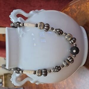 Elegant Black and Cream Beaded Necklace